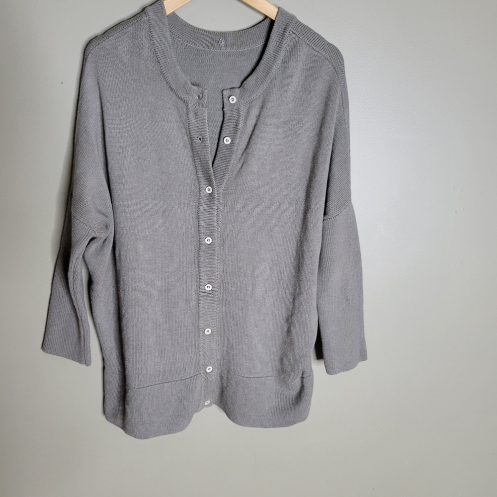 Vetta Made in USA Organic Cotton Minimalist  Oversized Gray Cardigan Size XS